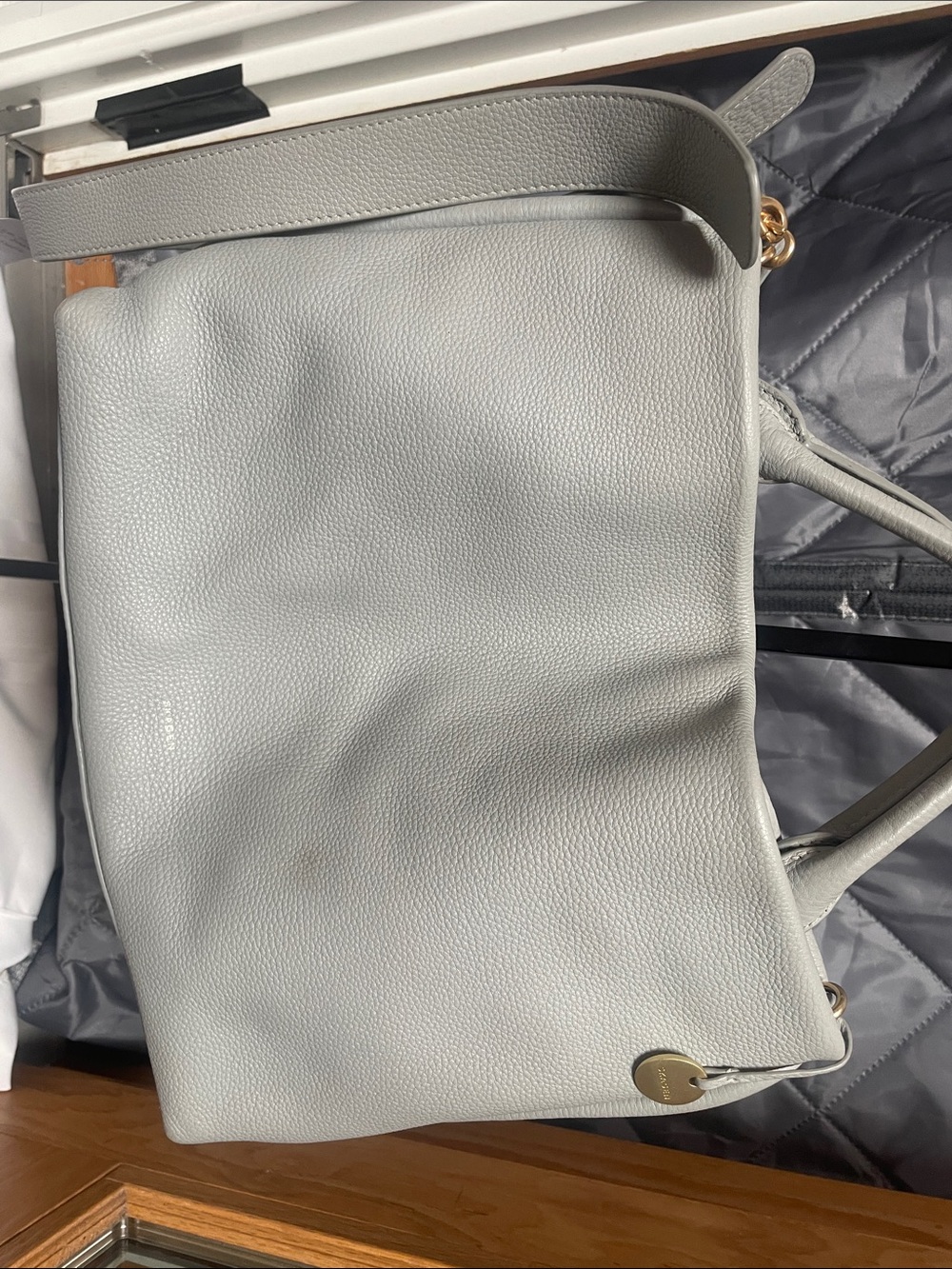 Skagen Leather convertible shoulder Bag in Light Gray